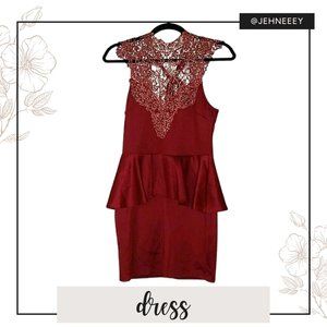 Windsor Burgundy / Deep Red Peplum Dress